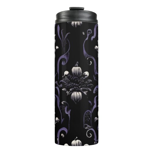 Schwarz-Lila-Gothic-Muster #5 Thermal Tumbler Thermosbecher (Vorderseite)