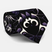Schwarz-Lila Gotisches Muster #2 Skull Neck Tie Krawatte (Gerollt)