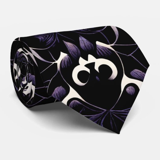 Schwarz-Lila Gotisches Muster #2 Skull Neck Tie Krawatte (Gerollt)
