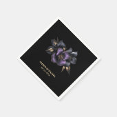 Schwarz-Lila-Graublütenhochzeit Serviette (Ecke)