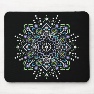 Schwarz, Lila, Grün und Blau Mandala Mousepad