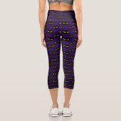 Schwarz-lila Halloween-Muster Capri Leggings (Rückseite)