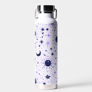 Schwarz-lila Himmelssonne Mond Sterne Trinkflasche