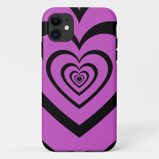 Schwarz-Lila-Hypnotic-Herz-Liebe-Muster Case-Mate iPhone Hülle (Rückseite)