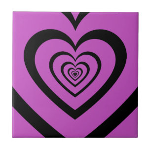 Schwarz-Lila-Hypnotic-Herz-Liebe-Muster Fliese
