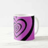 Schwarz-Lila-Hypnotic-Herz-Liebe-Muster Kaffeetasse (VorderseiteRechts)