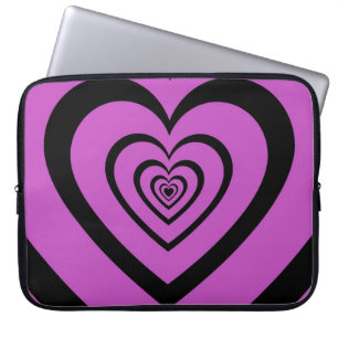 Schwarz-Lila-Hypnotic-Herz-Liebe-Muster Laptopschutzhülle