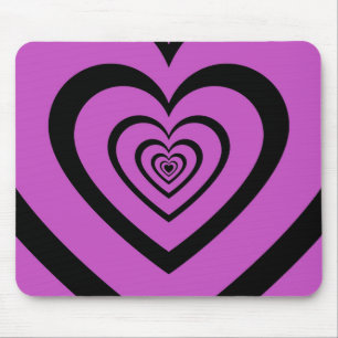 Schwarz-Lila-Hypnotic-Herz-Liebe-Muster Mousepad