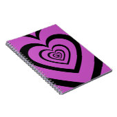 Schwarz-Lila-Hypnotic-Herz-Liebe-Muster Notizblock (Rechte Seite)