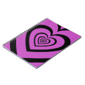 Schwarz-Lila-Hypnotic-Herz-Liebe-Muster Notizblock (Linke Seite)