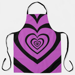 Schwarz-Lila-Hypnotic-Herz-Liebe-Muster Schürze