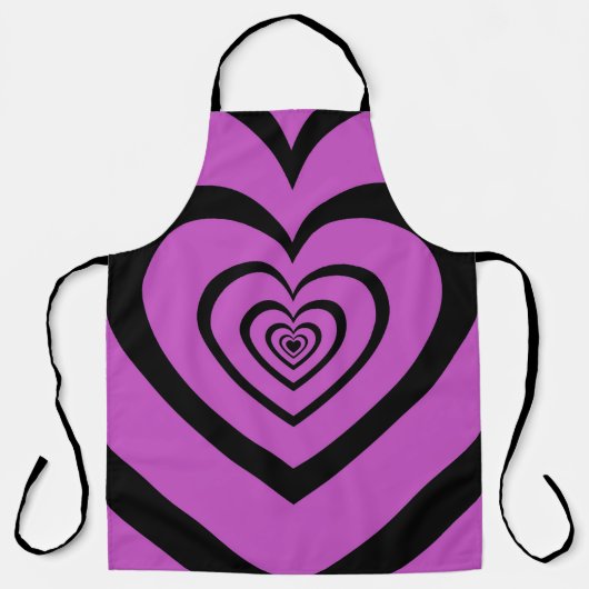 Schwarz-Lila-Hypnotic-Herz-Liebe-Muster Schürze (Vorderseite)