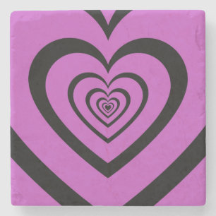Schwarz-Lila-Hypnotic-Herz-Liebe-Muster Steinuntersetzer