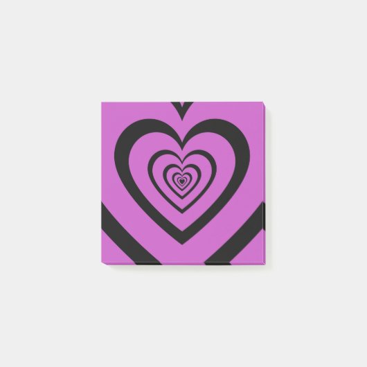 Schwarz Lila Hypnotic Herzdesign Chic & Retro Post-it Klebezettel (Vorderseite)