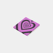 Schwarz Lila Hypnotic Herzdesign Chic & Retro Post-it Klebezettel (angewinkelt)