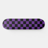 Schwarz-lila kariertes Druckmuster Skateboard (Horizontal)