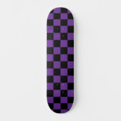 Schwarz-lila kariertes Druckmuster Skateboard (Vorderseite)