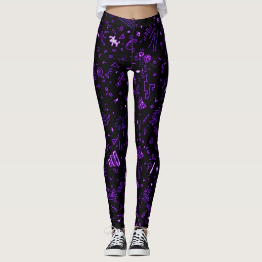 Schwarz Lila Leggings (Vorderseite)
