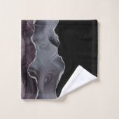 Schwarz Lila Modernes, elegantes Monogramm Badhandtuch Set (Waschlappen)