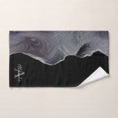 Schwarz Lila Modernes, elegantes Monogramm Badhandtuch Set (Handtuch)