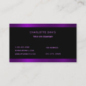Schwarz-lila-Monogramm-minimalistisch Visitenkarte (Rückseite)