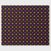 Schwarz Lila Orange Punkte-Muster Geschenkpapier (Flach)