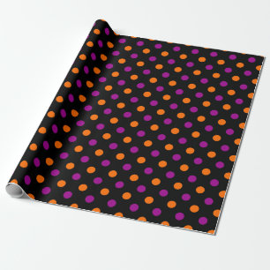 Schwarz Lila Orange Punkte-Muster Geschenkpapier