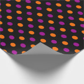 Schwarz Lila Orange Punkte-Muster Geschenkpapier (Ecke)