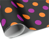 Schwarz Lila Orange Punkte-Muster Geschenkpapier (Rolleneckpunkt)