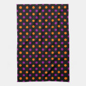 Schwarz Lila Orange Punkte Muster Geschirrtuch (Vertikal)