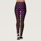 Schwarz Lila Orange Punkte-Muster Leggings (Rückseite)