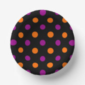 Schwarz Lila Orange Punkte Muster Pappteller (Vorderseite)