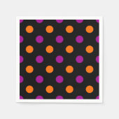Schwarz Lila Orange Punkte Muster Serviette (Vorderseite)