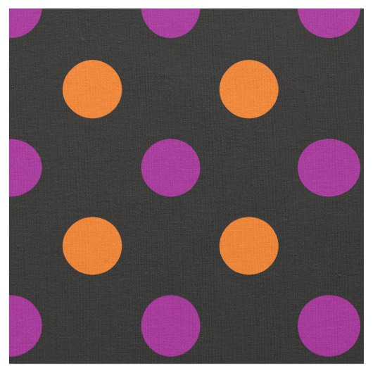 Schwarz Lila Orange Punkte-Muster Stoff (Nahaufnahme)
