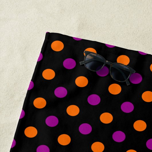 Schwarz Lila Orange Punkte-Muster Strandtuch (Beispiel)