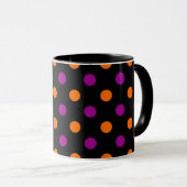 Schwarz Lila Orange Punkte-Muster Tasse (VorderseiteRechts)