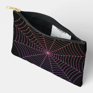 Schwarz-lila-Orange-Spinnennetz Halloween-Muster Zubehörtasche