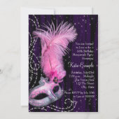 Schwarz Lila Pink Sweet 16 Masquerade Party Einladung (Rückseite)