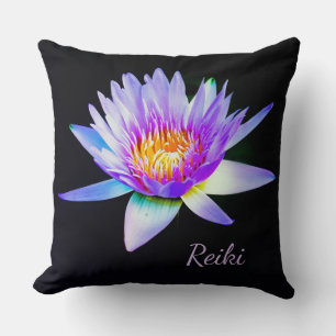 Schwarz-Lila Reiki Lotus Blume Kissen