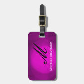 Schwarz-Lila-Rosa-Monogramm Anpassen des Gepäckanh Gepäckanhänger (Vorderseite vertikal)