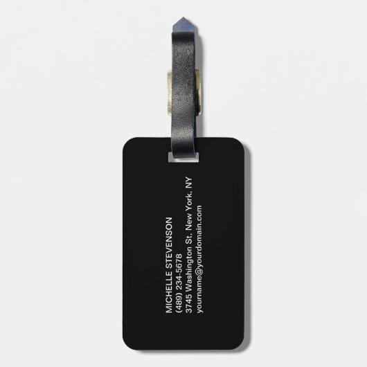 Schwarz-Lila-Rosa-Monogramm Anpassen des Gepäckanh Gepäckanhänger (Rückseite vertikal)