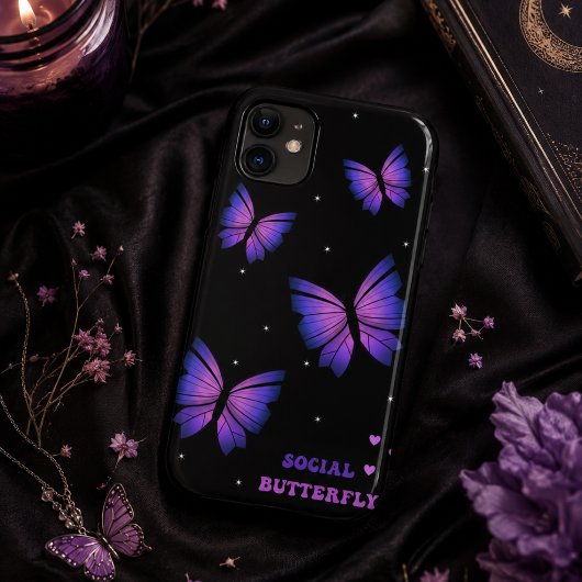 Schwarz-lila Schmetterling-Gehäuse Case-Mate iPhone Hülle