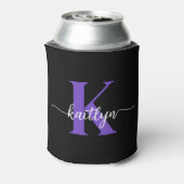 Schwarz-Lila-Script-Monogramm Dosenkühler (Kanne Rückseite)