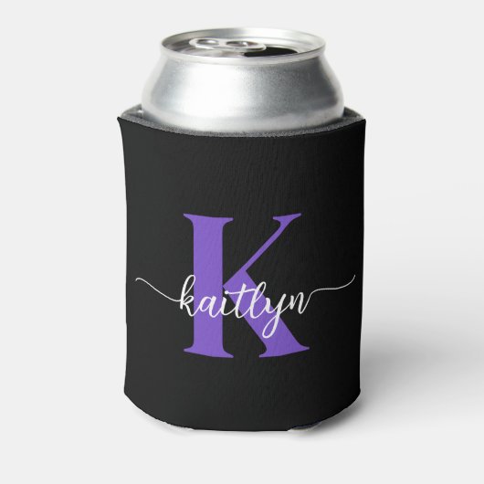 Schwarz-Lila-Script-Monogramm Dosenkühler (Kanne Rückseite)