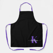 Schwarz-Lila-Script-Monogramm Schürze (Vorderseite)