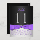 Schwarz, Lila, Silberblume Tischnummer Postkarte (Vorne/Hinten)