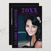 Schwarz/Lila Stiftungsbriefe - Gründungsankündigun Einladung (Vorne/Hinten)