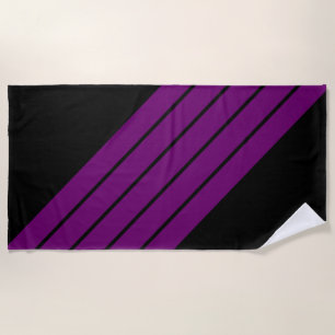Schwarz Lila Strickende 70er 80er Retro Racing Str Strandtuch