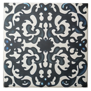 Schwarz Lila und Aquamarin im Weißen toskanischen  Fliese