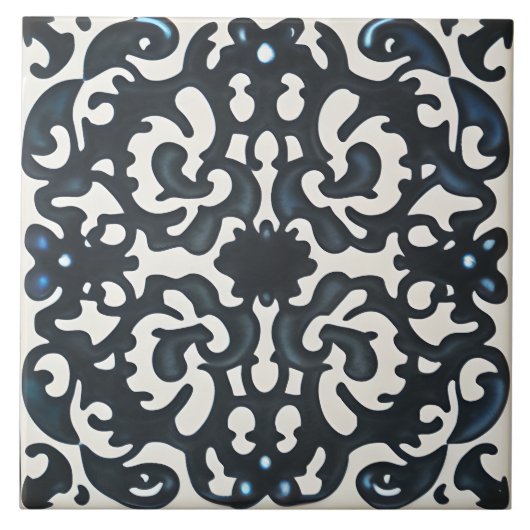 Schwarz Lila und Aquamarin im Weißen toskanischen  Fliese (Vorderseite)